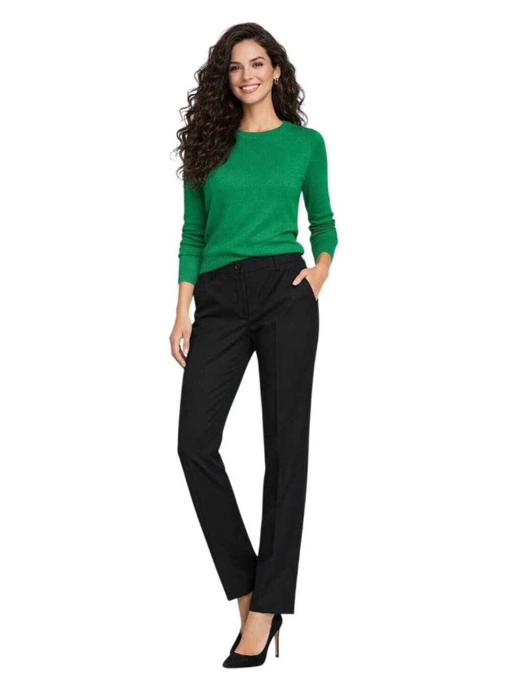 Talbots Size 10 Black Wool Blend Trousers